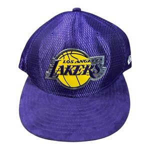 Los Angeles‎ Lakers New Era Fitted Baseball Hat Purple Metallic Mesh Size 7 3/8
